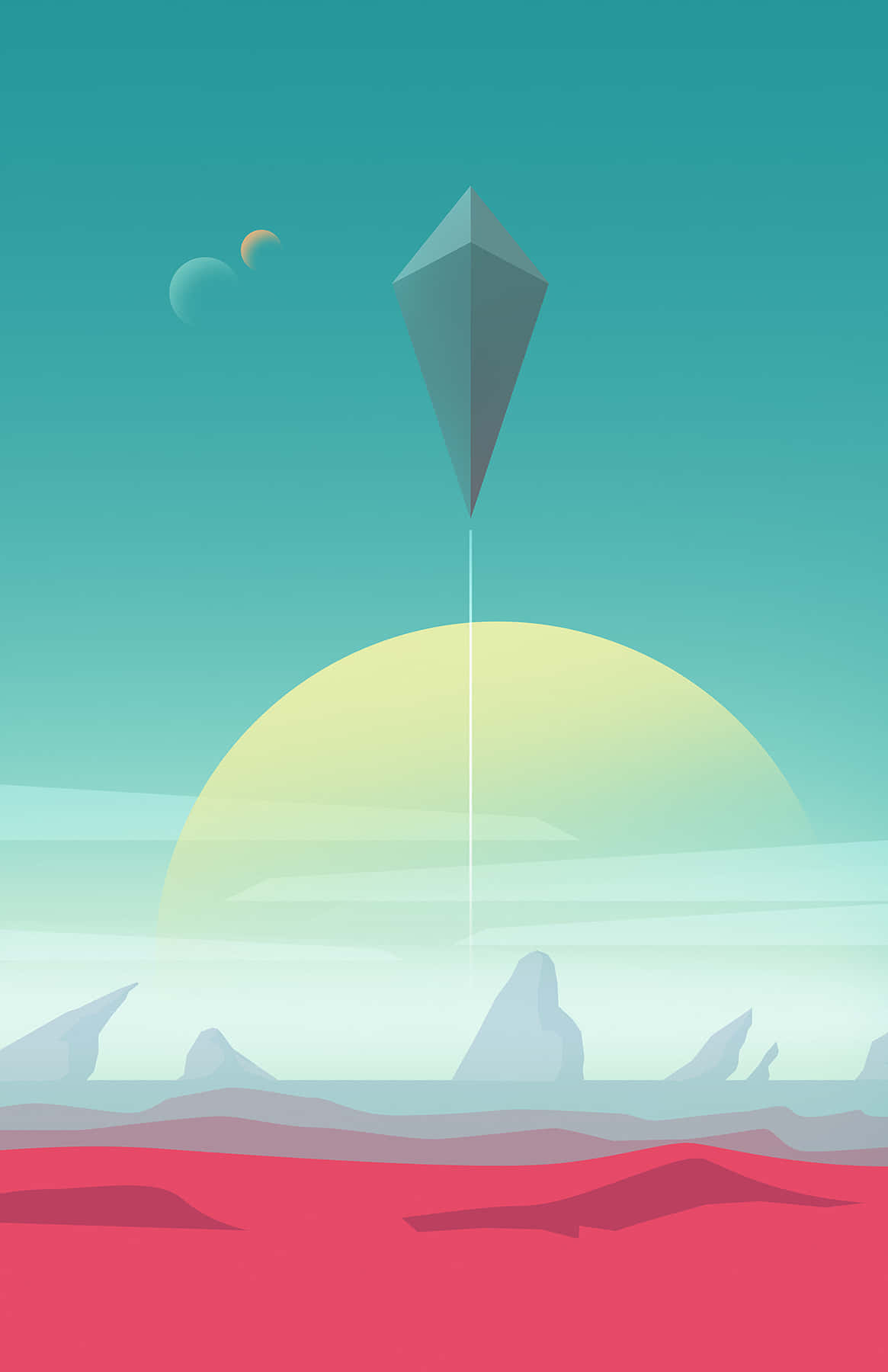 A Kite Flying Over A Deserted Area Wallpaper