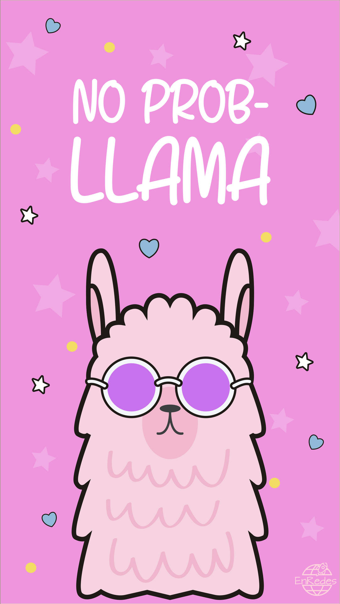 A cute Lama expressing a chilled attitude with 'No Prob-Llama' statement. Wallpaper