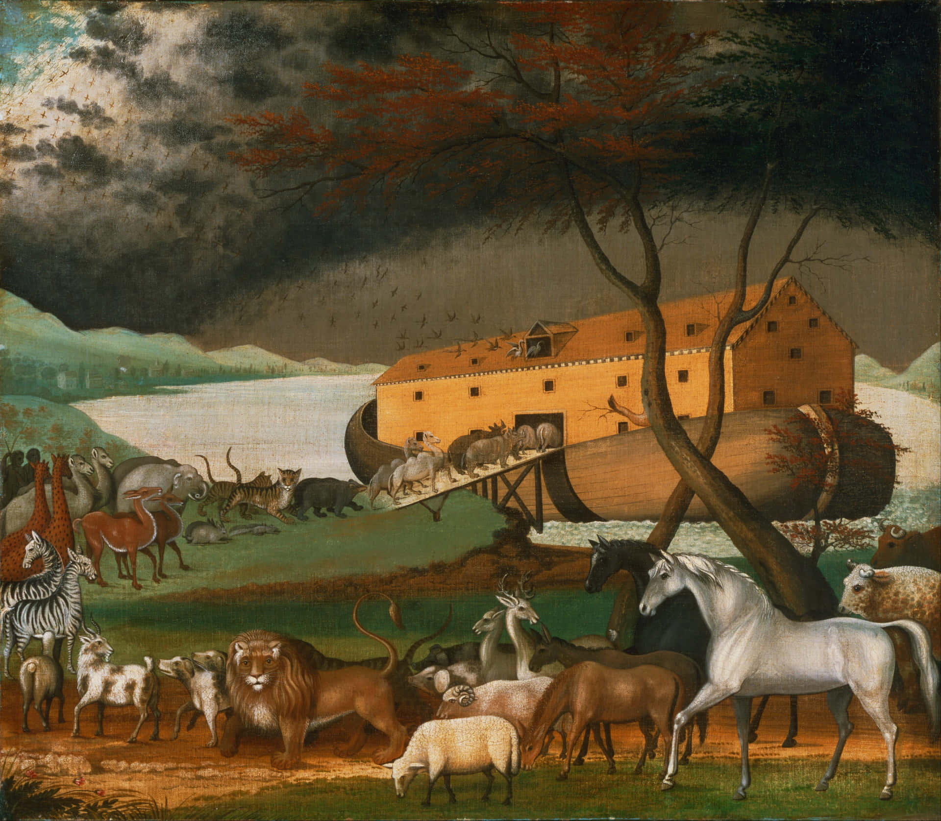 Gudslöfte Uppfyllt - Noas Ark Bär Djur Av Alla Arter