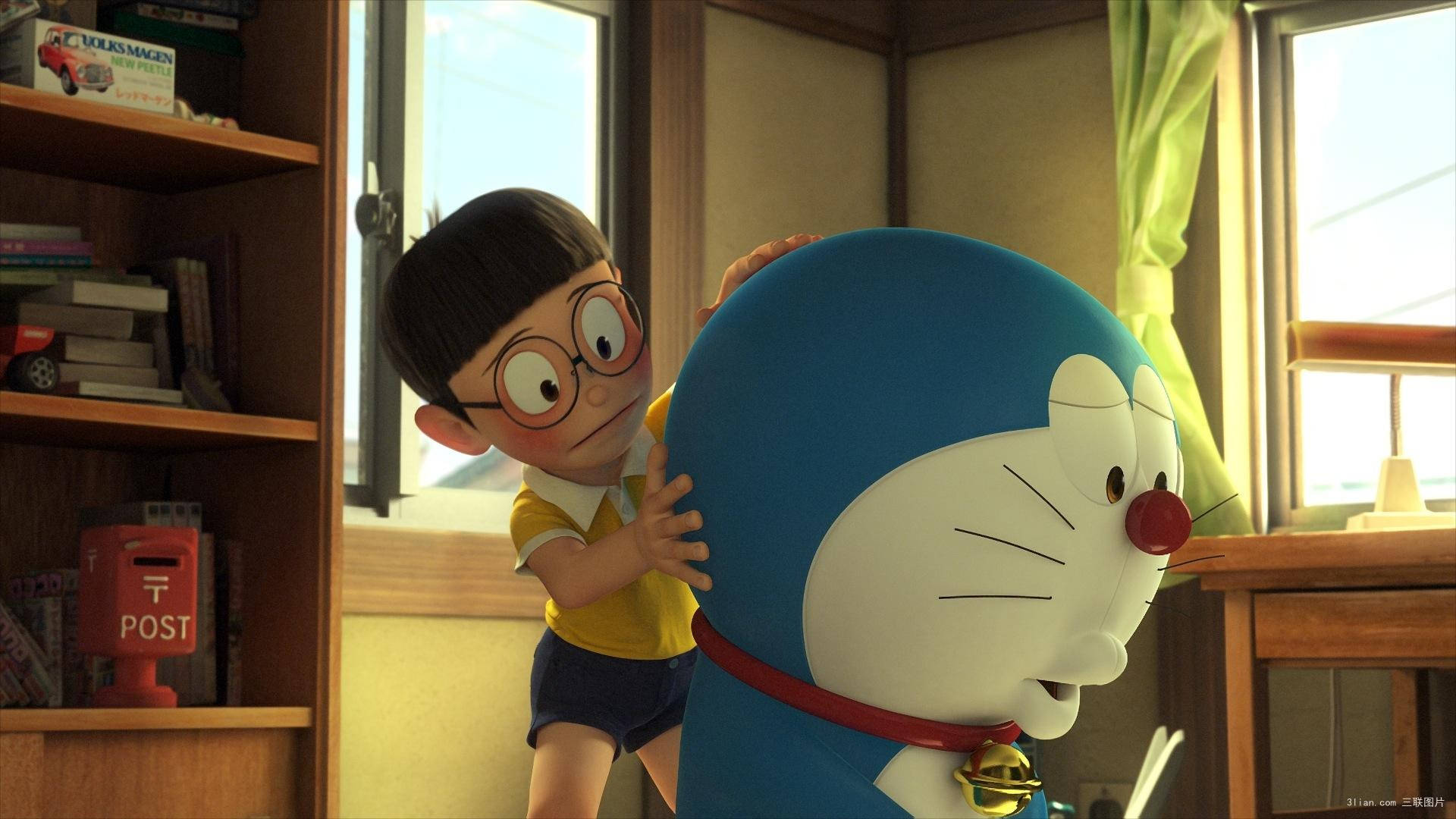 Nobita And Pouting Doraemon 3d Wallpaper