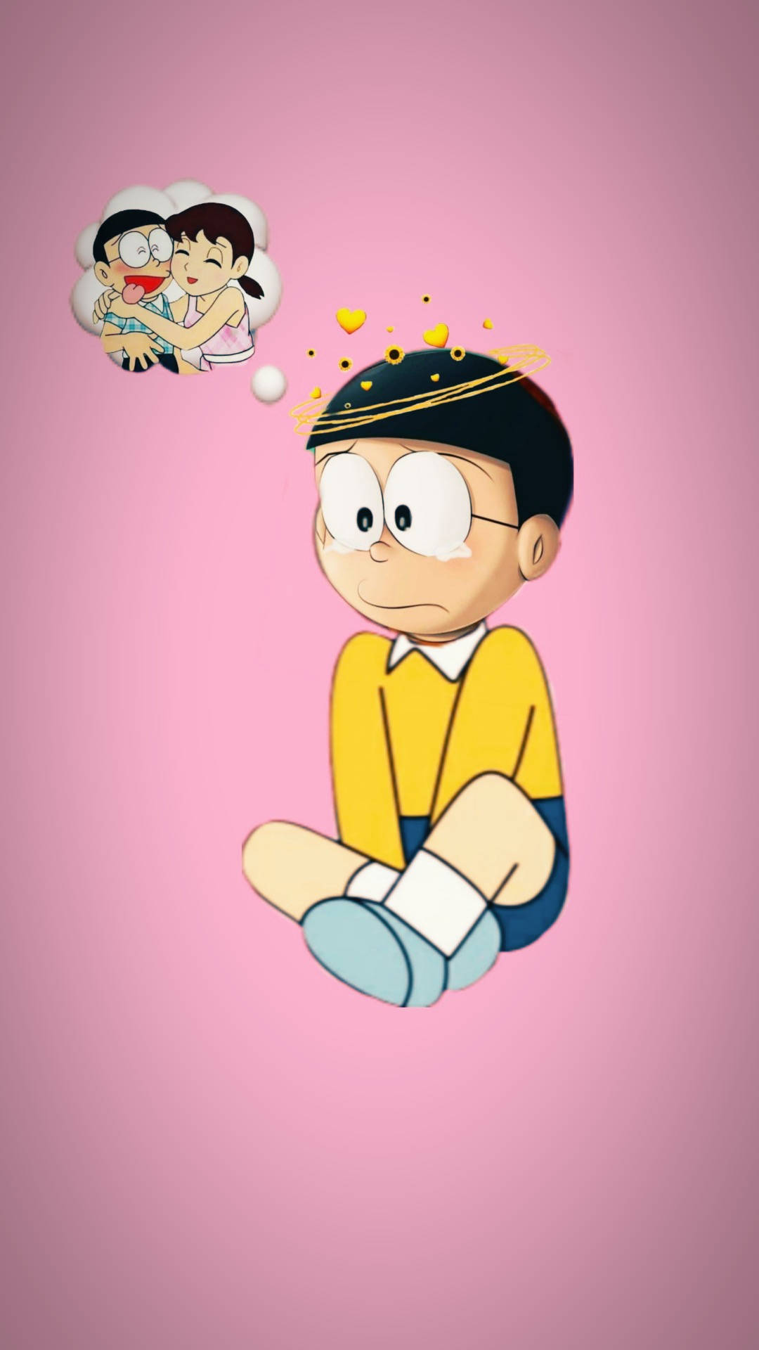 Desktop Wallpaper:  Nobita drømmer om Shizuka skrivebordsbaggrund. Wallpaper