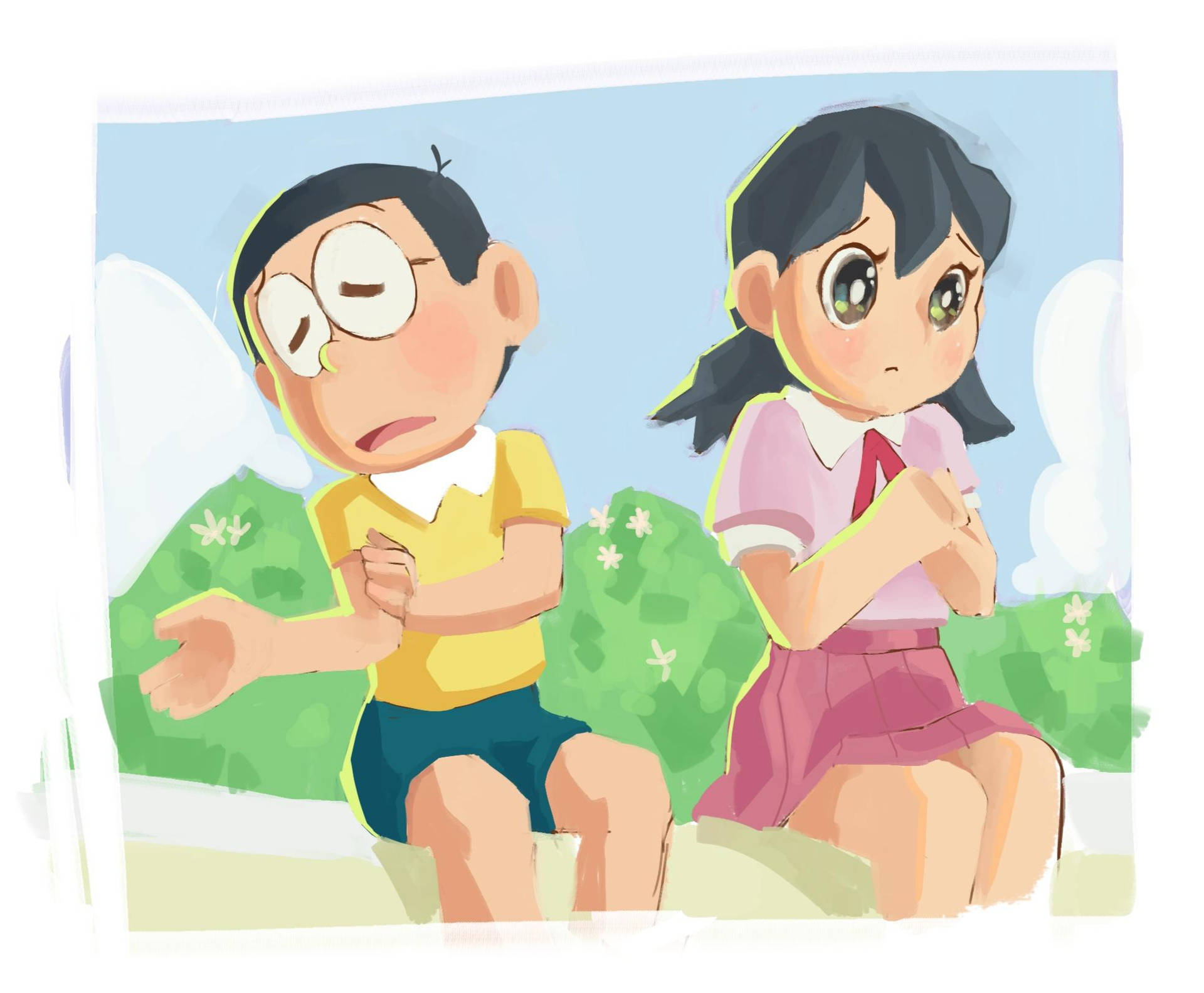 Download Nobita Shizuka Hd Painting Wallpaper 