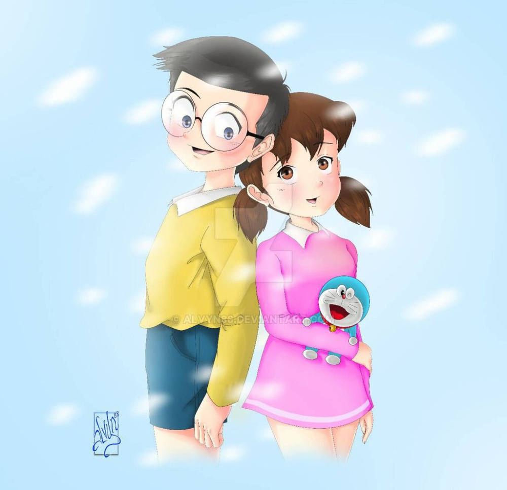 Nobita Shizuka Love Story Fan Art Background