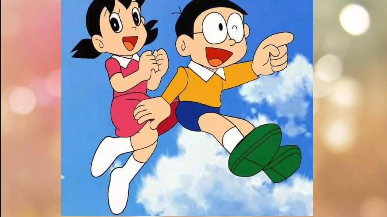 Nobita Shizuka Love Story In Sky Background