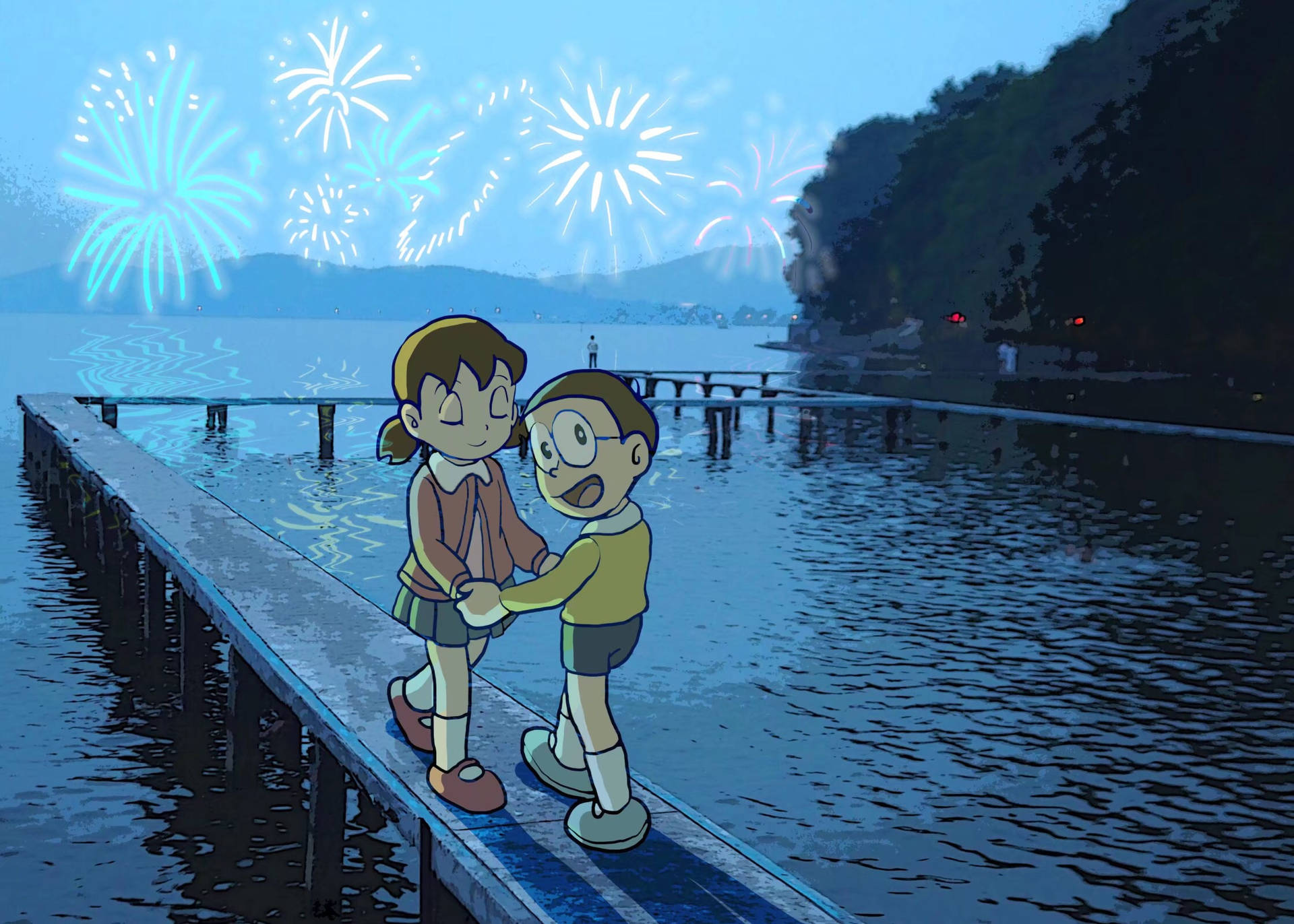 Nobita Shizuka Love Story Near Water
