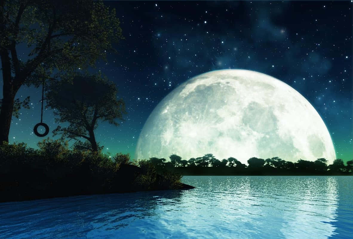 Nocheiluminada Por La Luna Sobre El Océano.