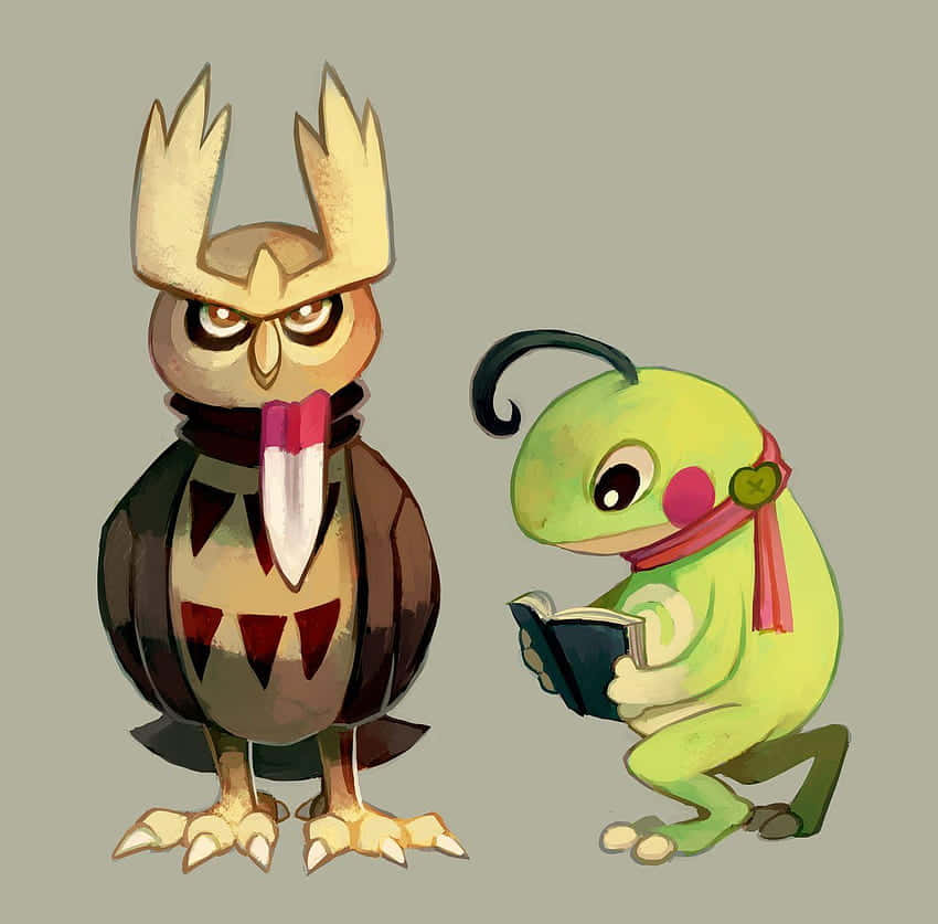 Noctowl_and_ Politoed_ Animated_ Characters Wallpaper