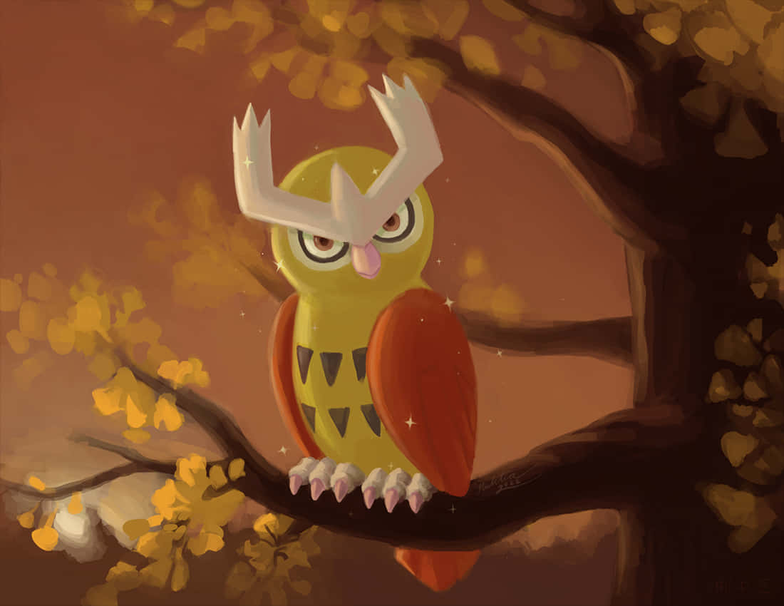 Noctowl Pokemon Autumn Perch Wallpaper