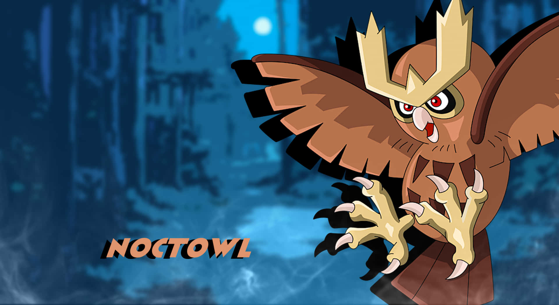 Noctowl Pokemonin Moonlit Forest Wallpaper