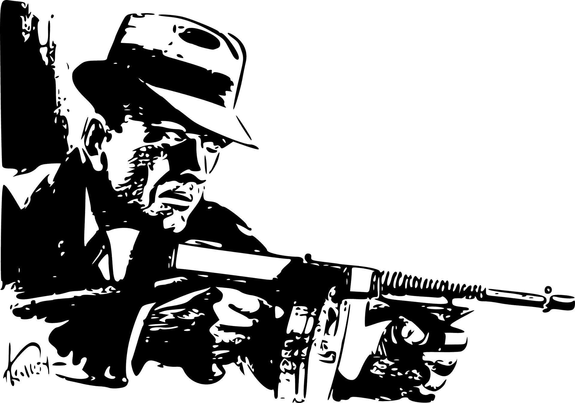 Noir Detective With Gun PNG