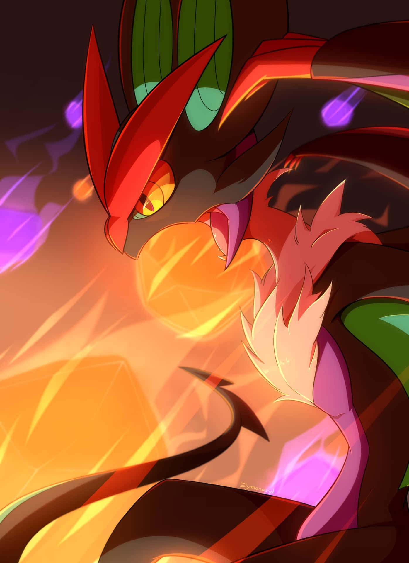 Noivern Dynamic Fire Background Wallpaper