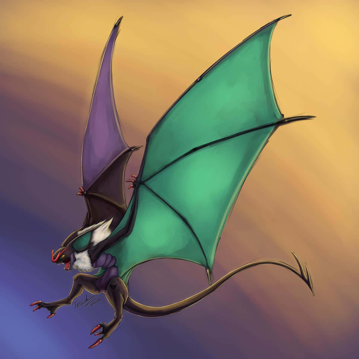 Noivern Vliegende Draak Pokémon Kunst Achtergrond