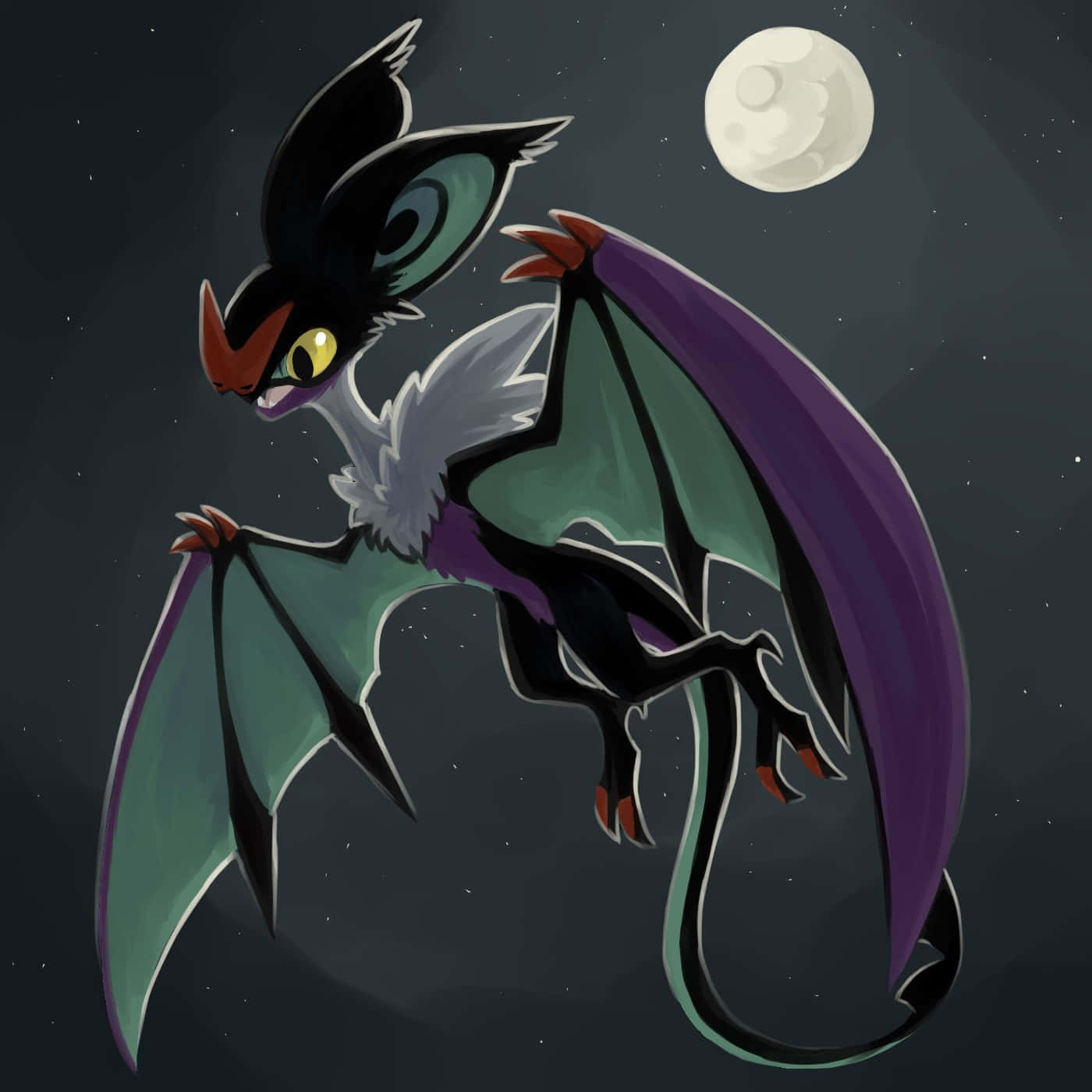 Noivern Vliegend Onder Maanlicht Achtergrond