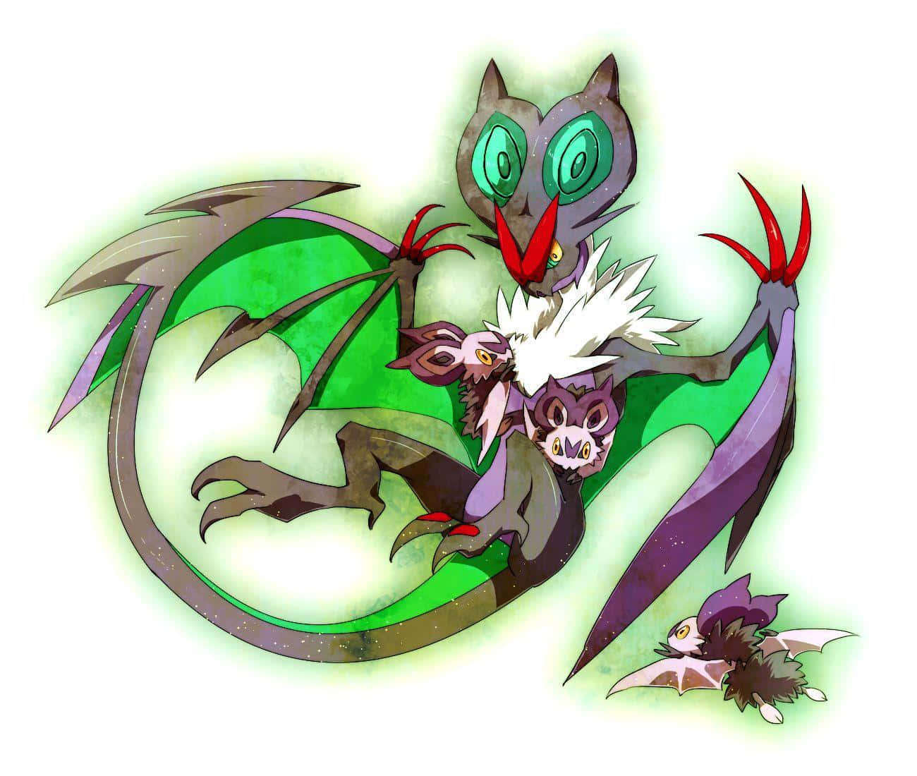 Noivern With Three Noibat Characters Picture
