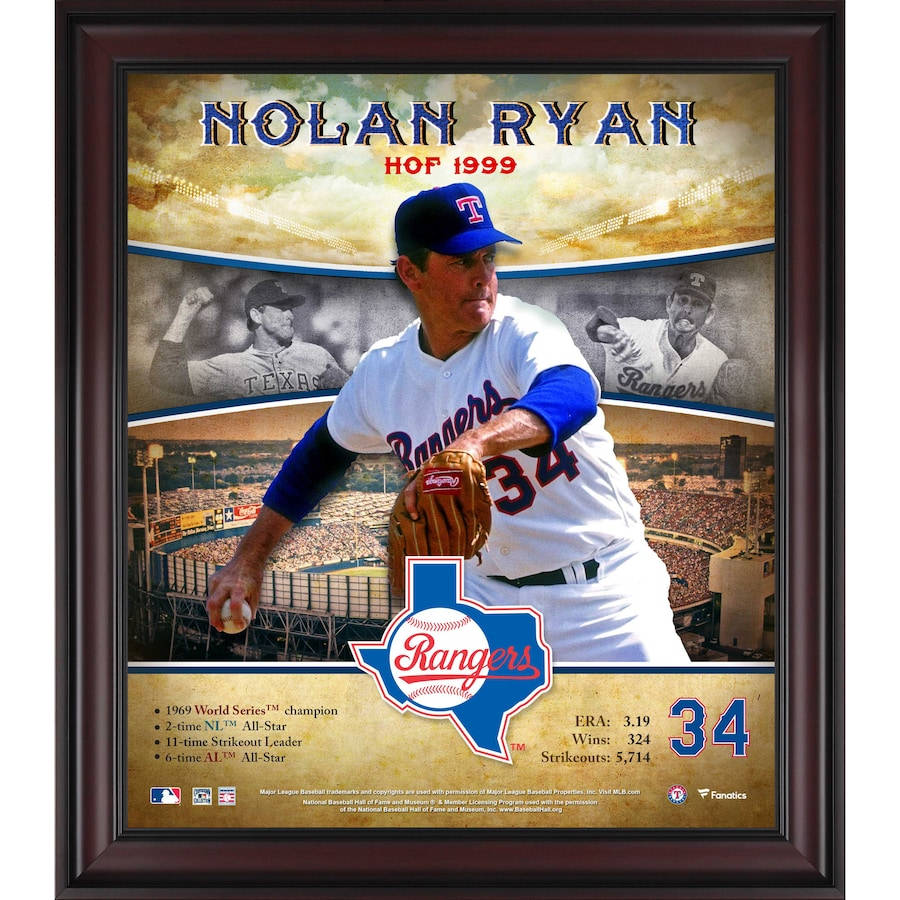 Download Nolan Ryan Rangers Poster Wallpaper