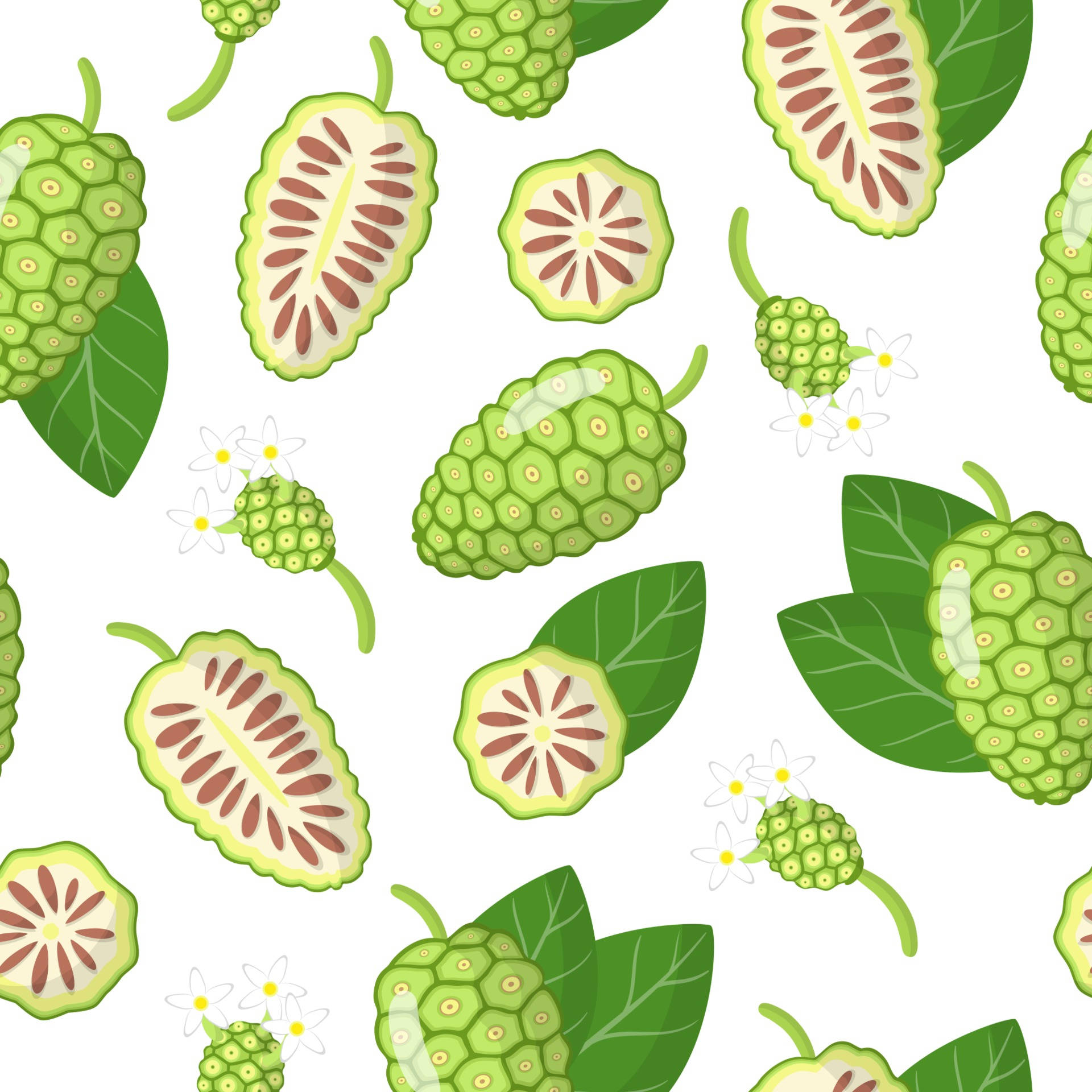 Vibrant Illustration of Noni Fruits Wallpaper