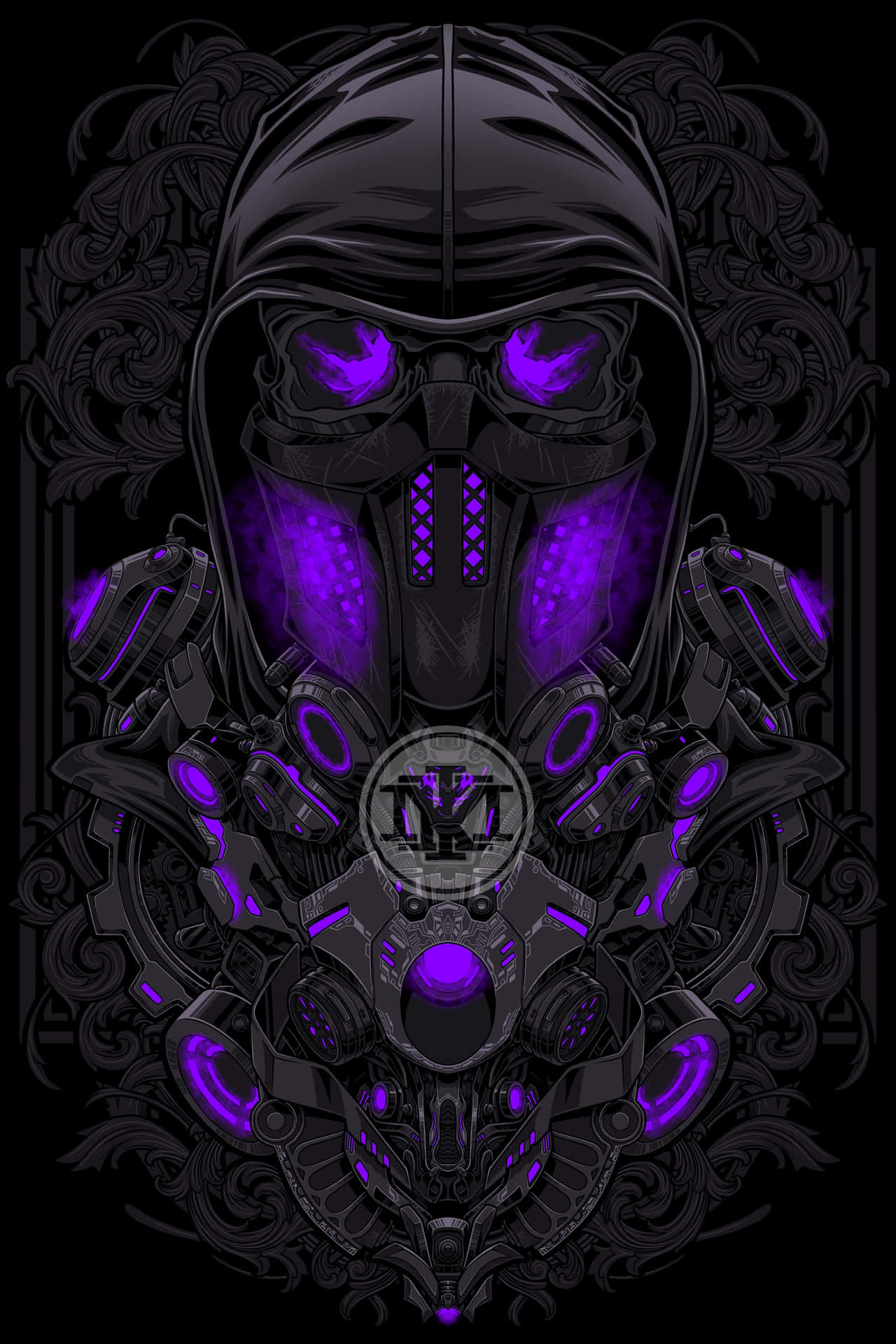 a purple skull with a purple glow Wallpaper