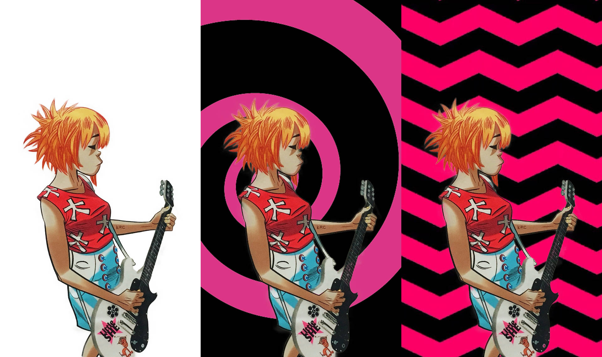 Noodle of Gorillaz rocking out on her electric guitar Wallpaper