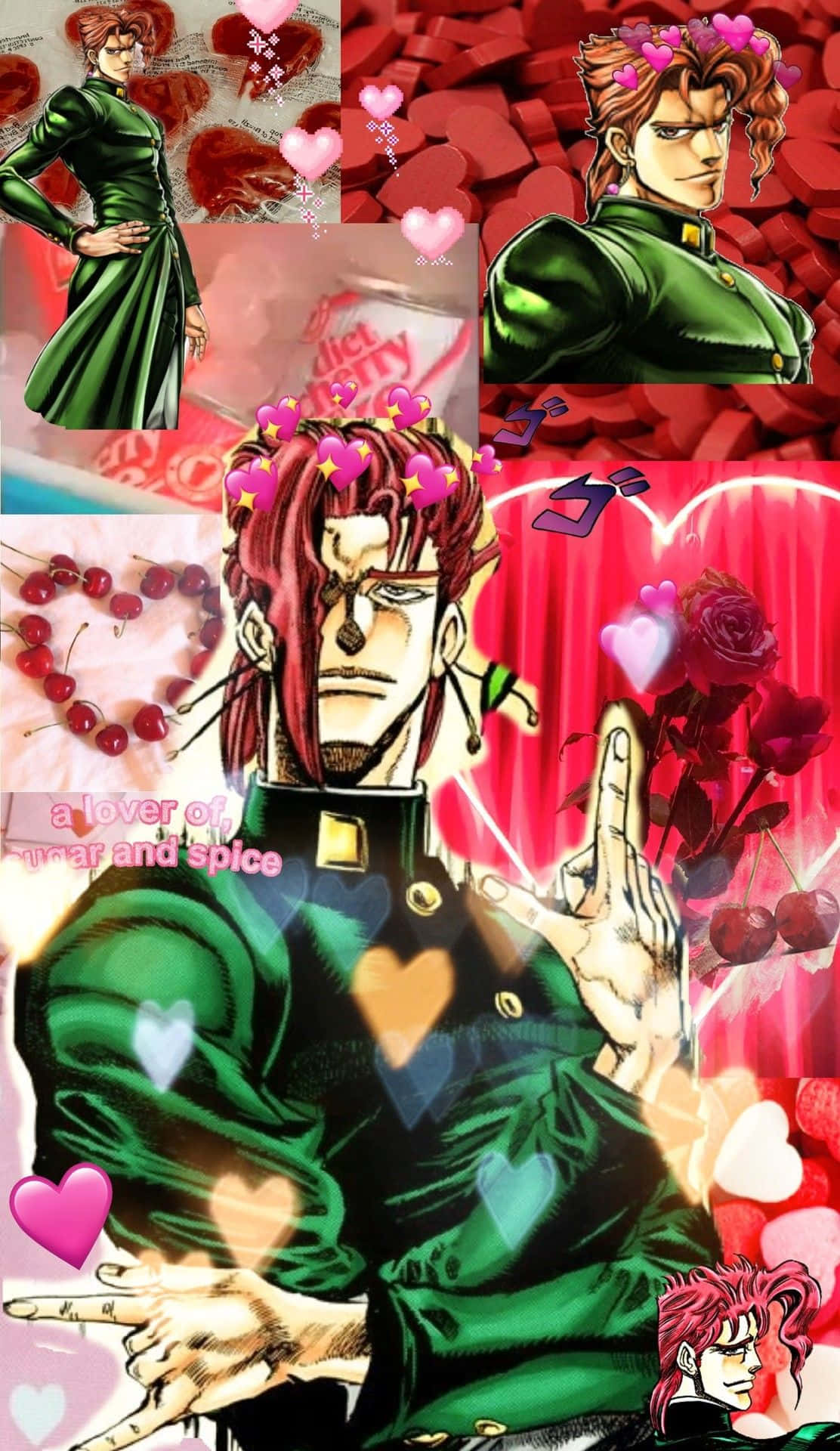 Noriaki Kakyoin posing in front of a vibrant background Wallpaper