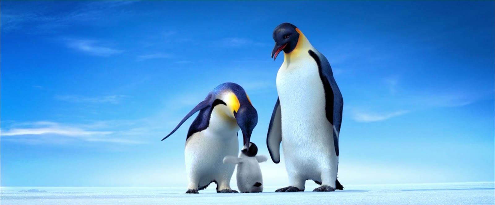 A Family Of Penguins Standing On The Snow Wallpaper