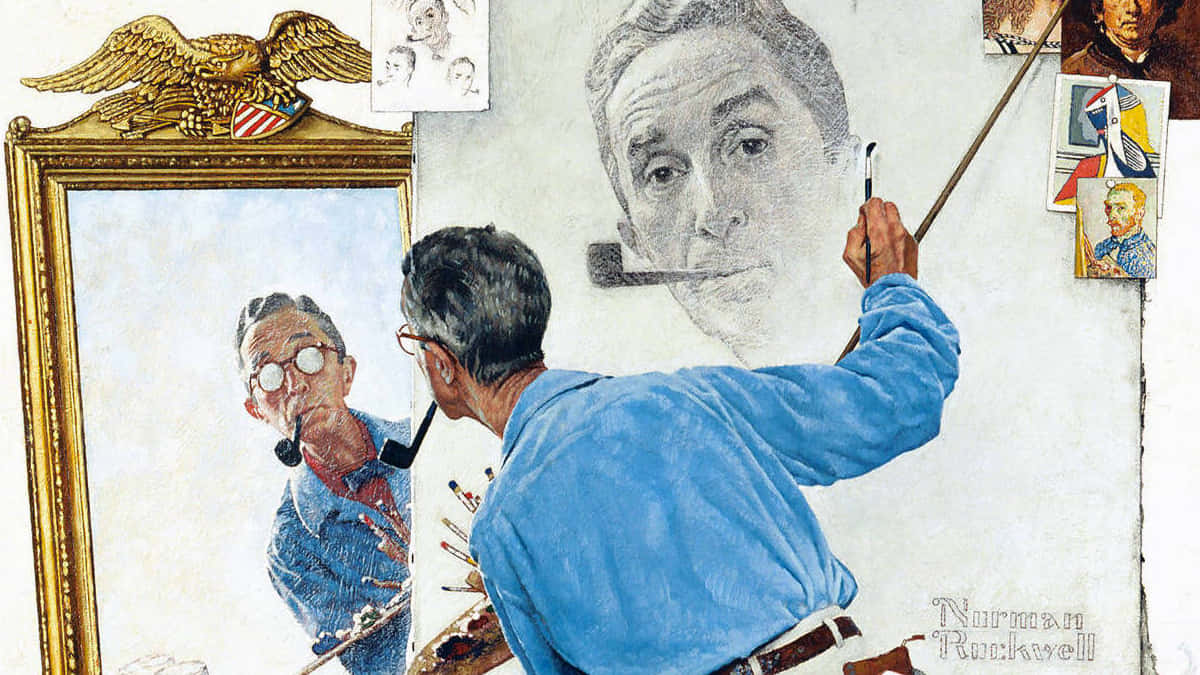 A Painting Of A Man Painting A Portrait