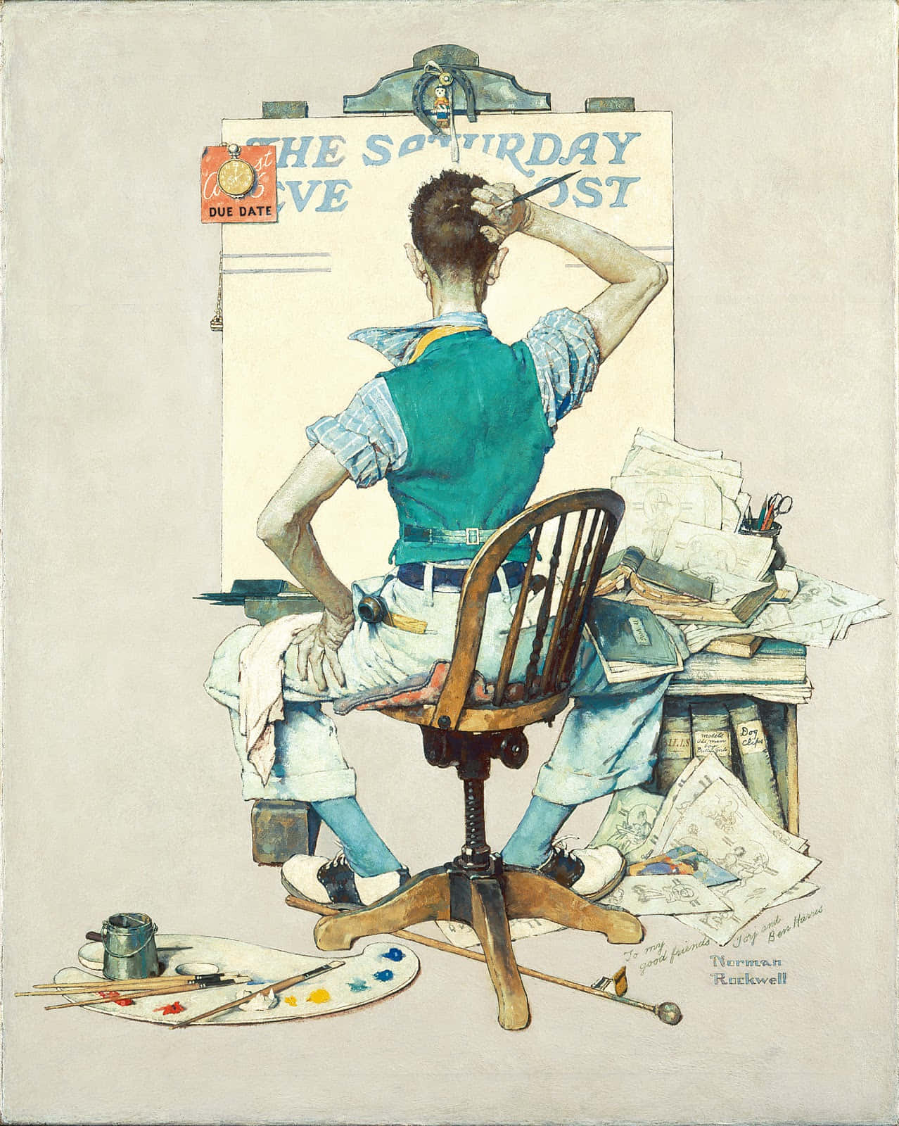 Iconic American Painter Norman Rockwell working
