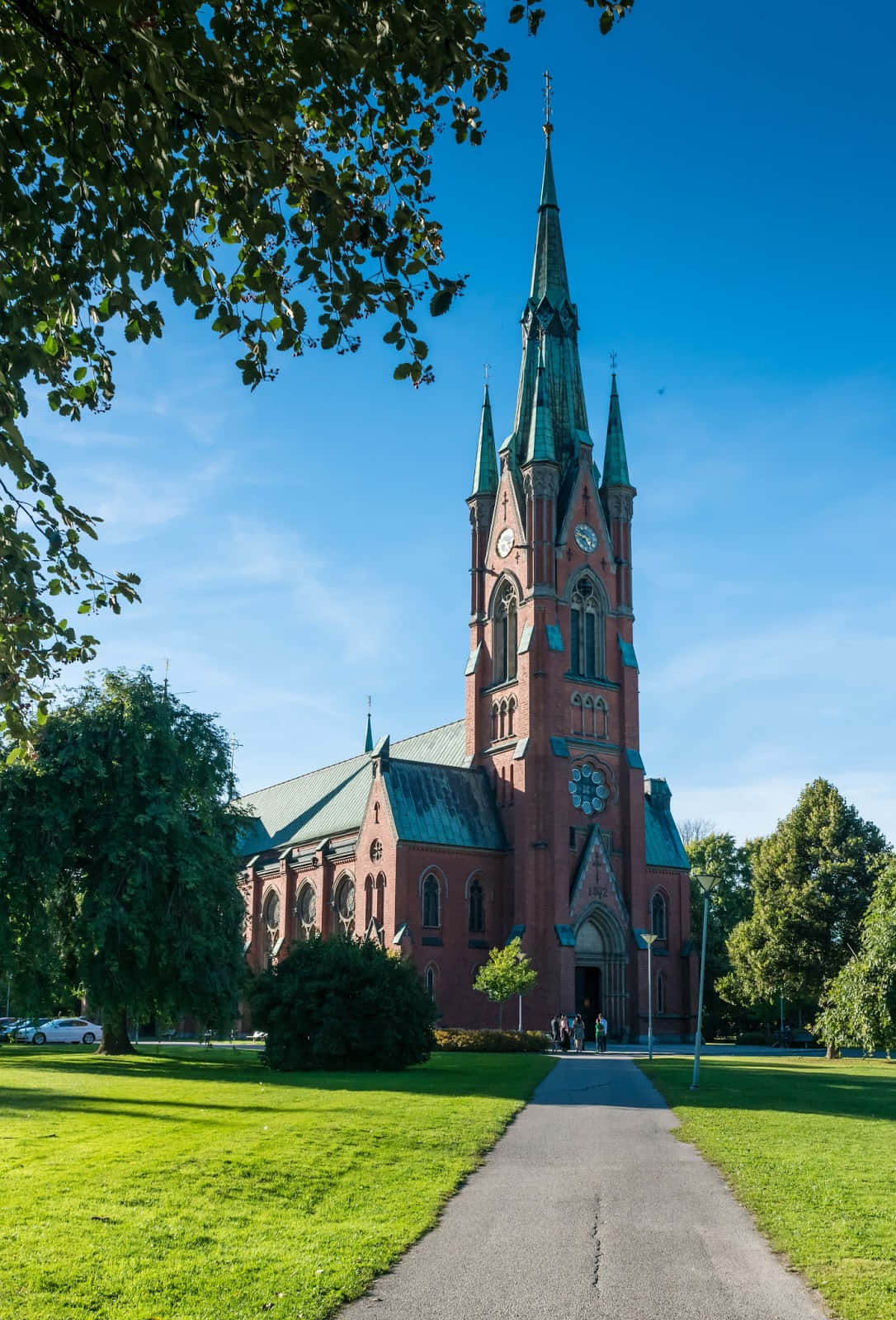Norrkoping Red Brick Church Pathway Wallpaper