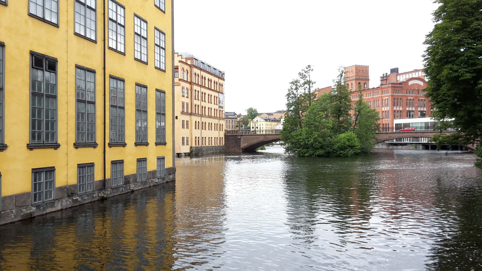 Norrkoping Riverfront Architecture Wallpaper