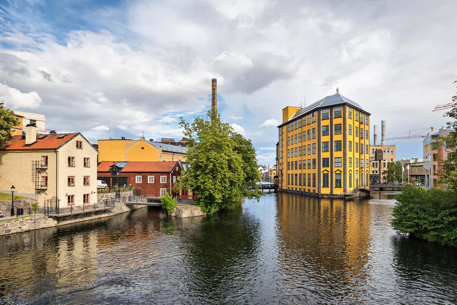 Norrkoping Riverfront Industrial Heritage Sweden Wallpaper