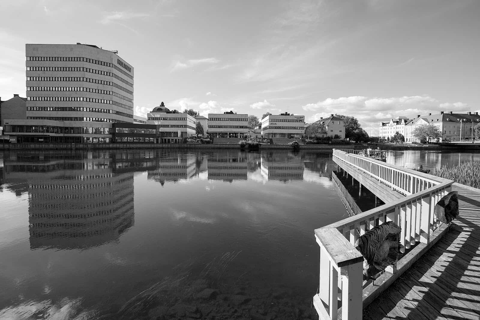 Norrkoping Riverfront Reflections Wallpaper