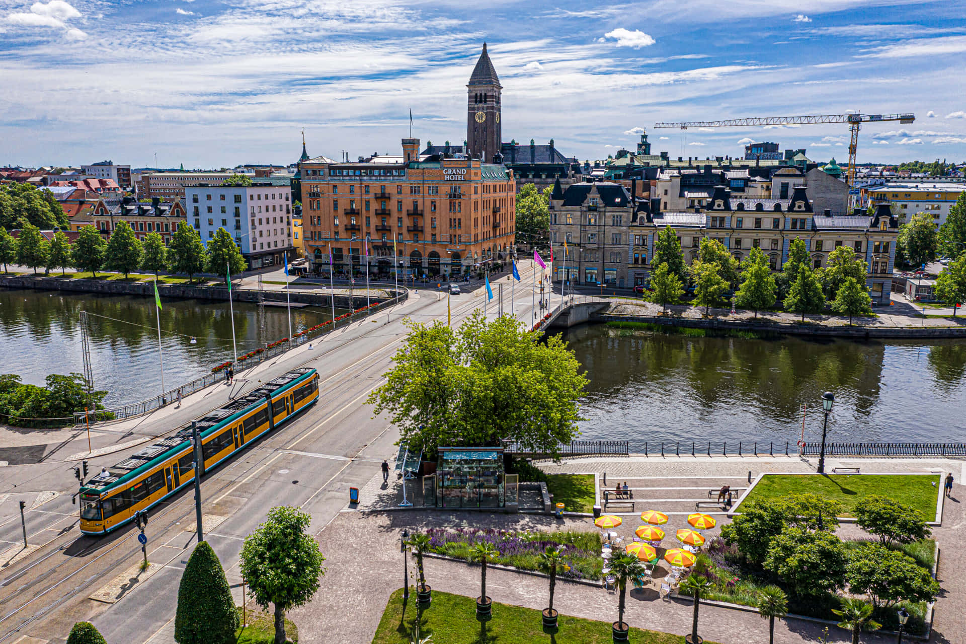 Norrkoping Sweden Riverfront View Wallpaper