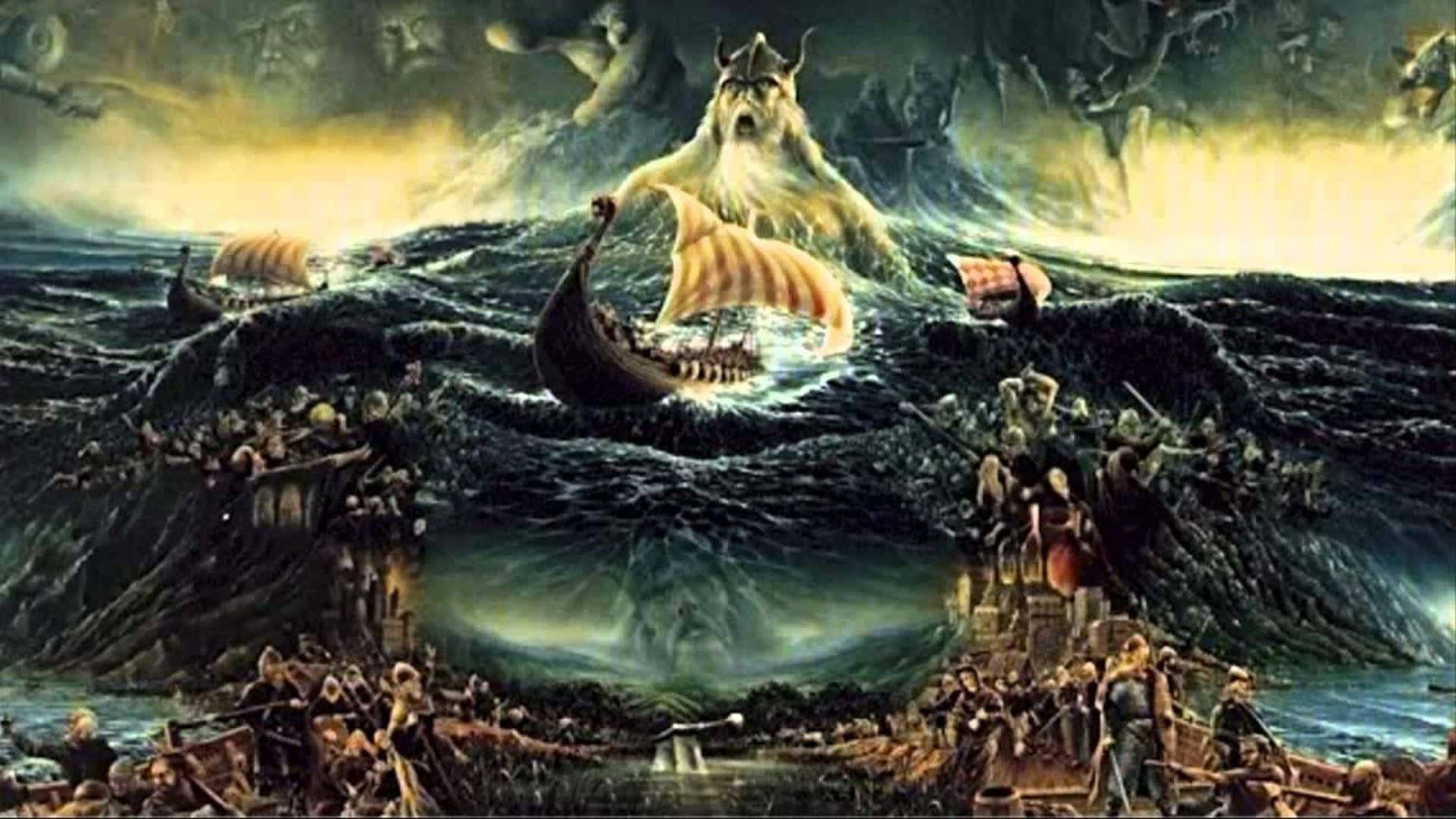 Odin allefaderen fra nordisk mytologi holder øje med dig. Wallpaper