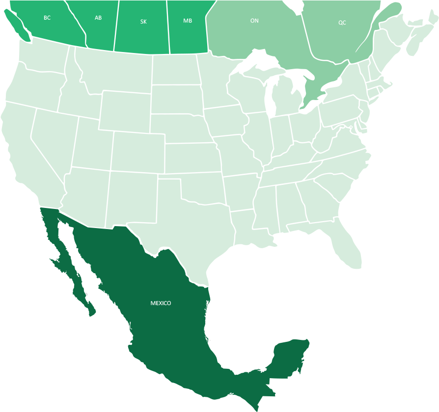 North America Map Mexico Highlighted PNG