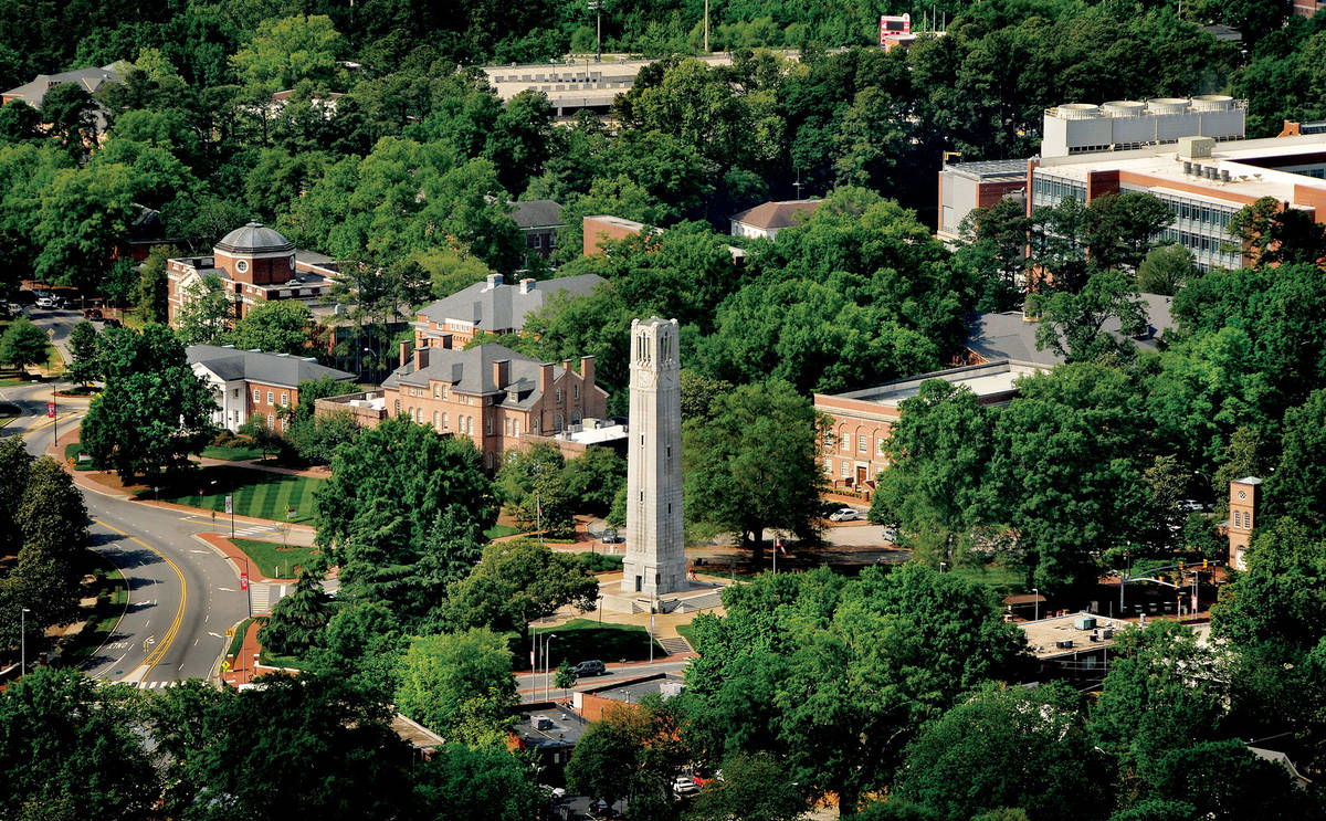 North Carolina State University Memorial Belltower Aerial View Wallpaper