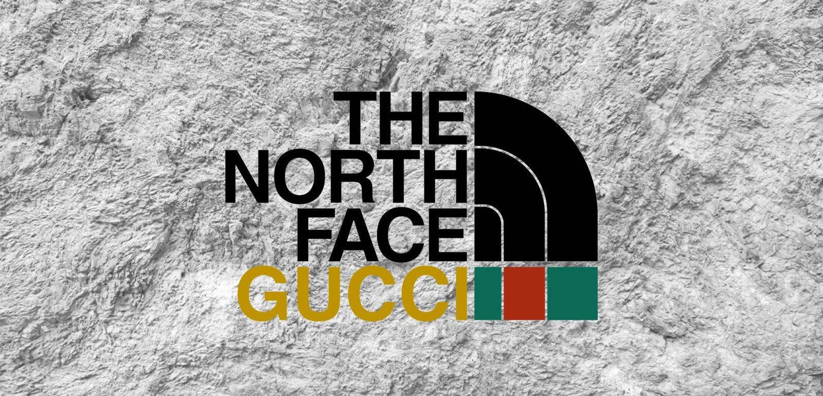 Colaboraçãode Logotipo De Designer Da North Face E Gucci. Papel de Parede
