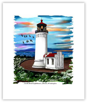 North Head Lighthouse Watercolor PNG