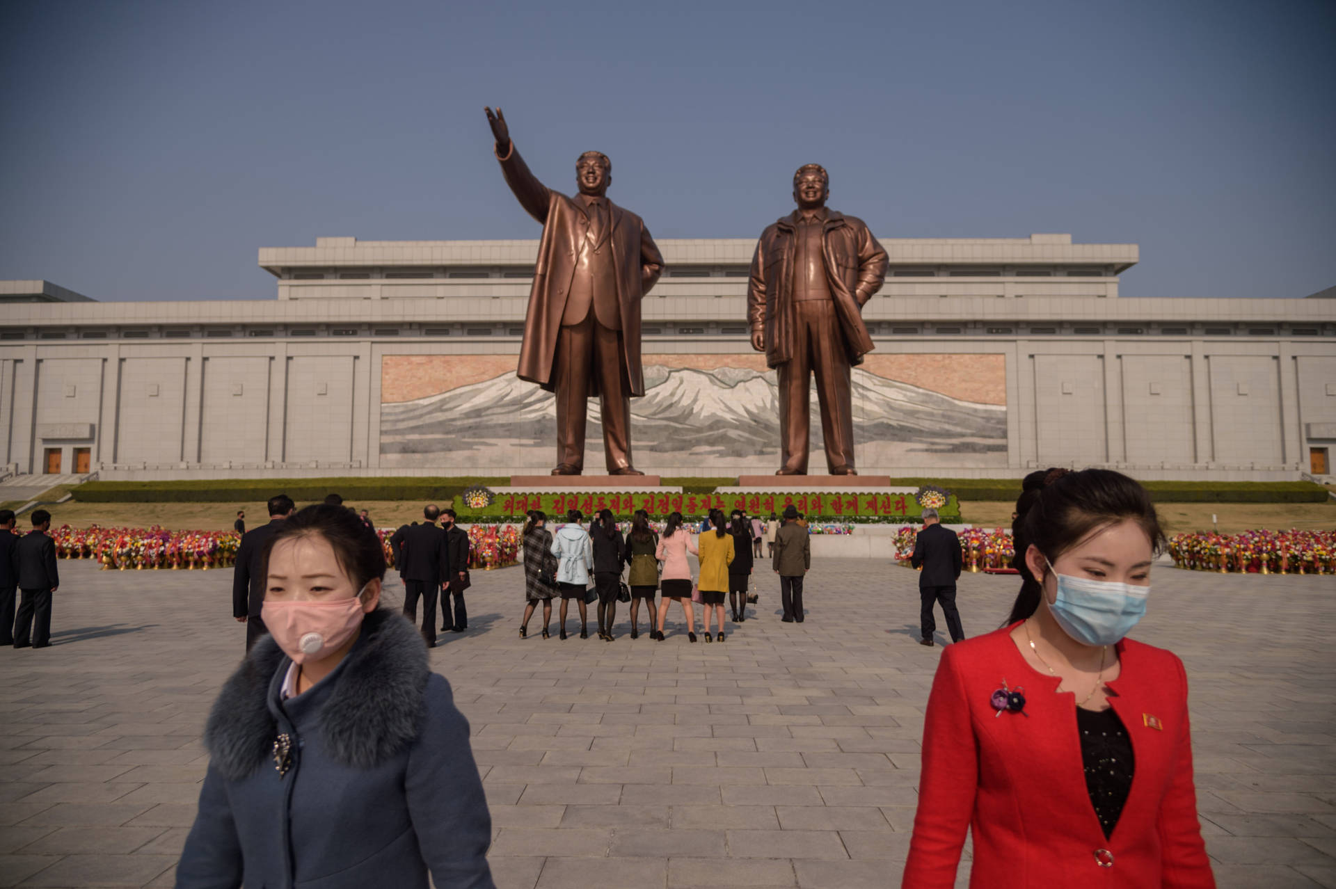 North Korea Citizens Wearing Masks