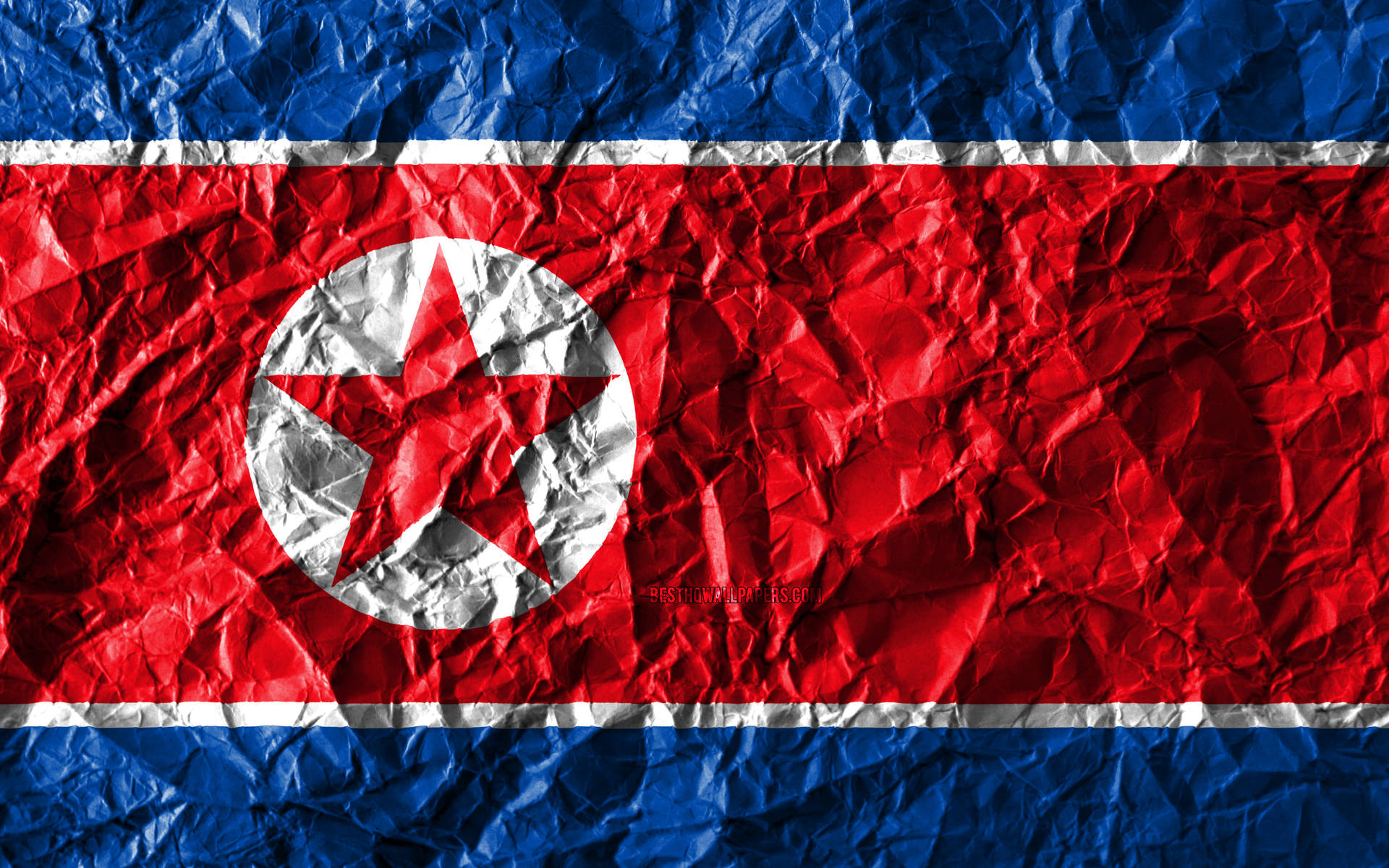 North Korea Flag Crumpled Design