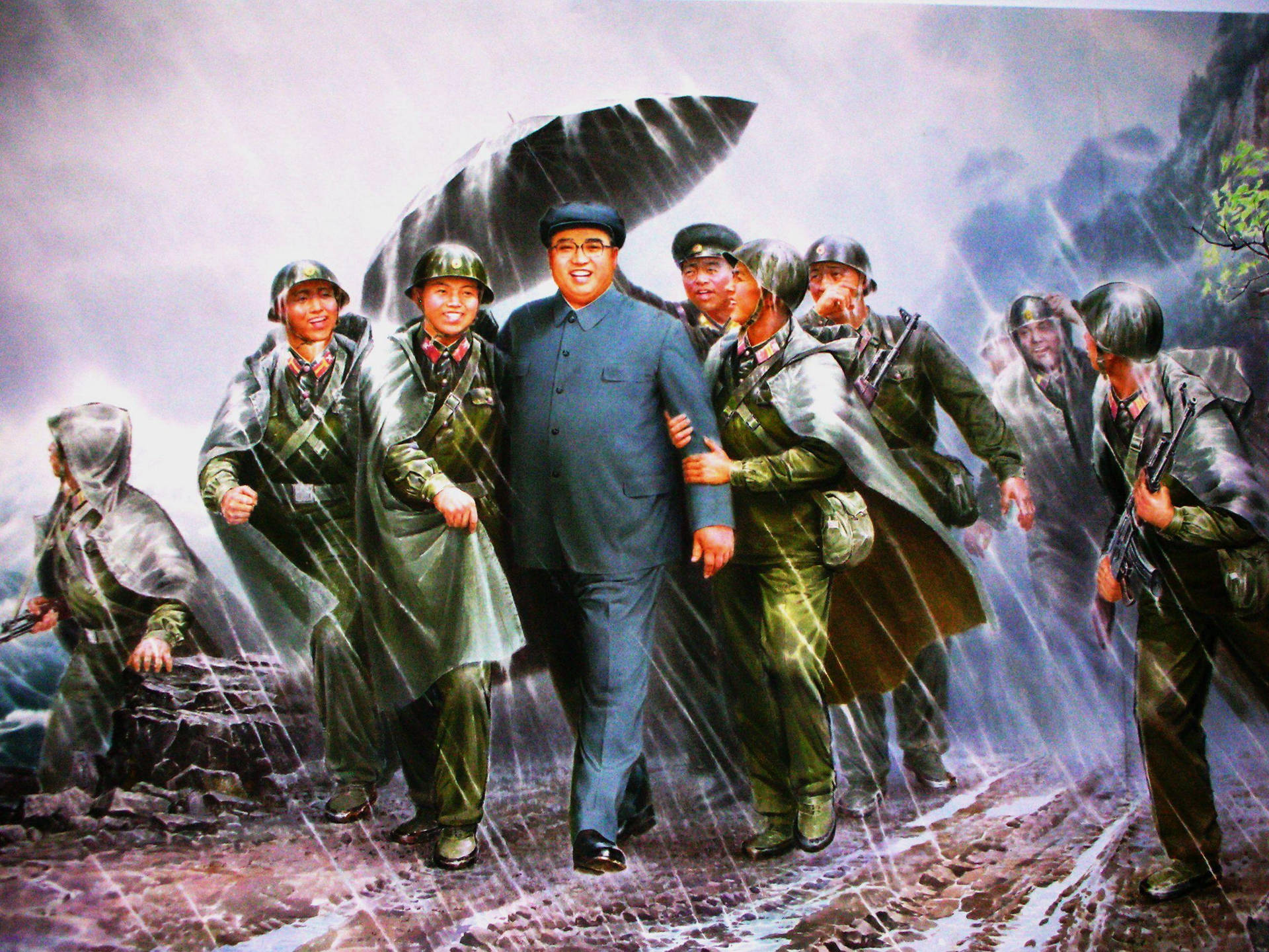 North Korea Kim Jong-il Rain Painting