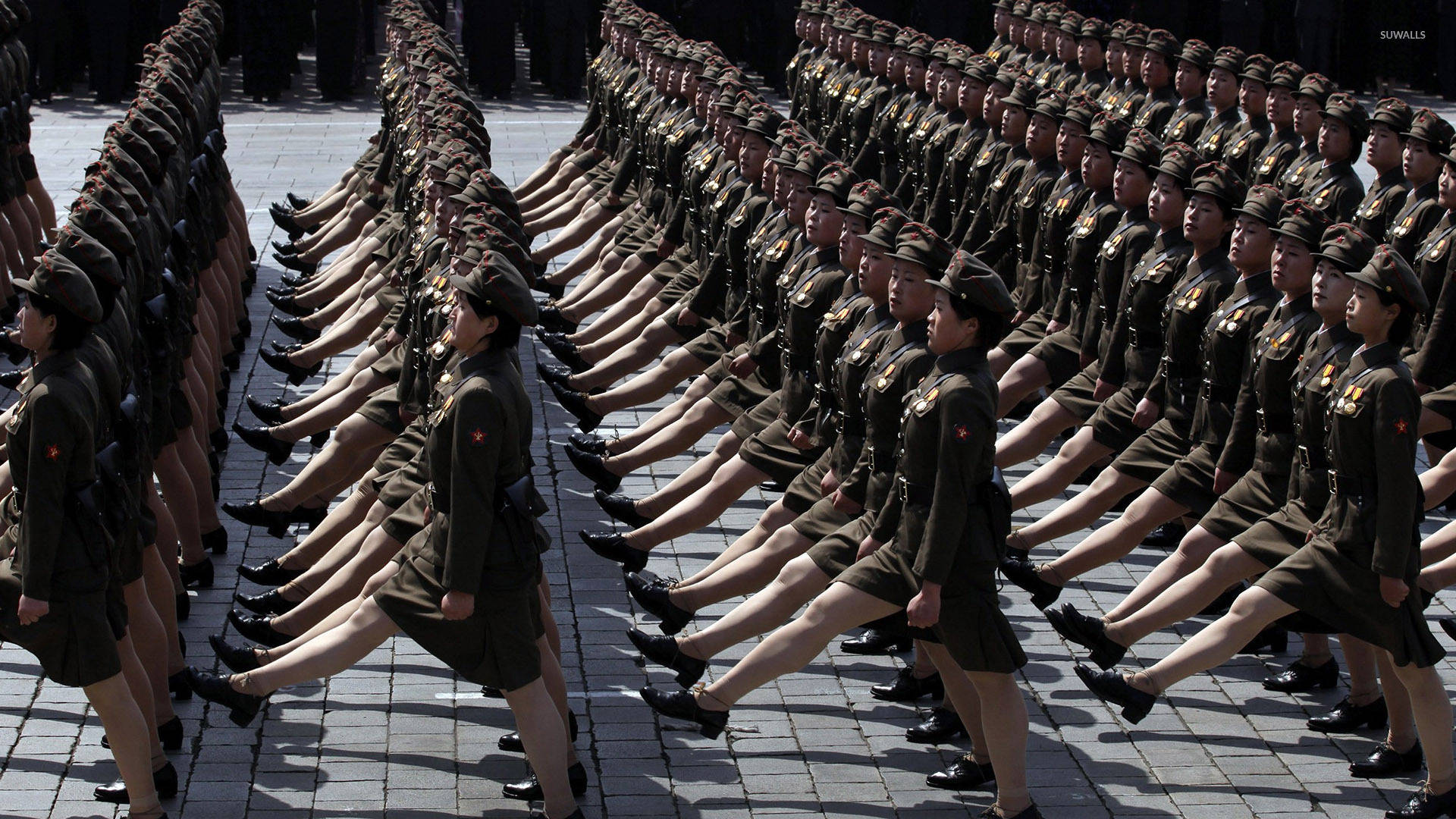 North Korea Lady Soldiers Marching