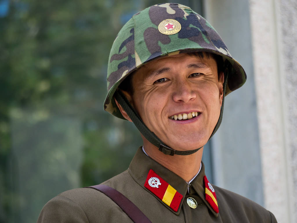 North Korea Soldier With Big Smile