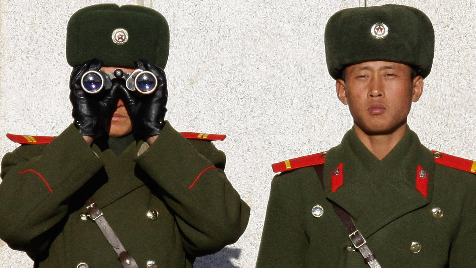 North Korea Soldier With Binoculars