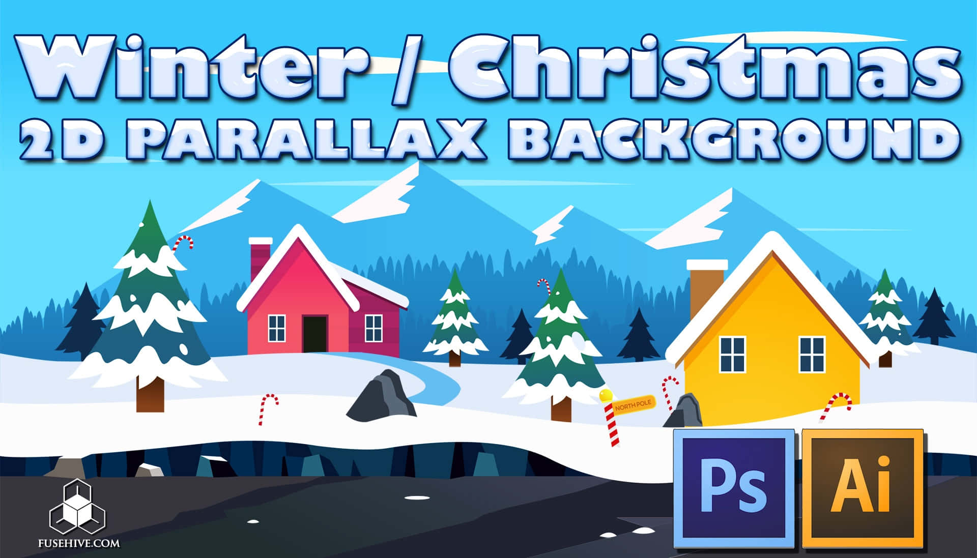 Winter Christmas 3d Parallax Background