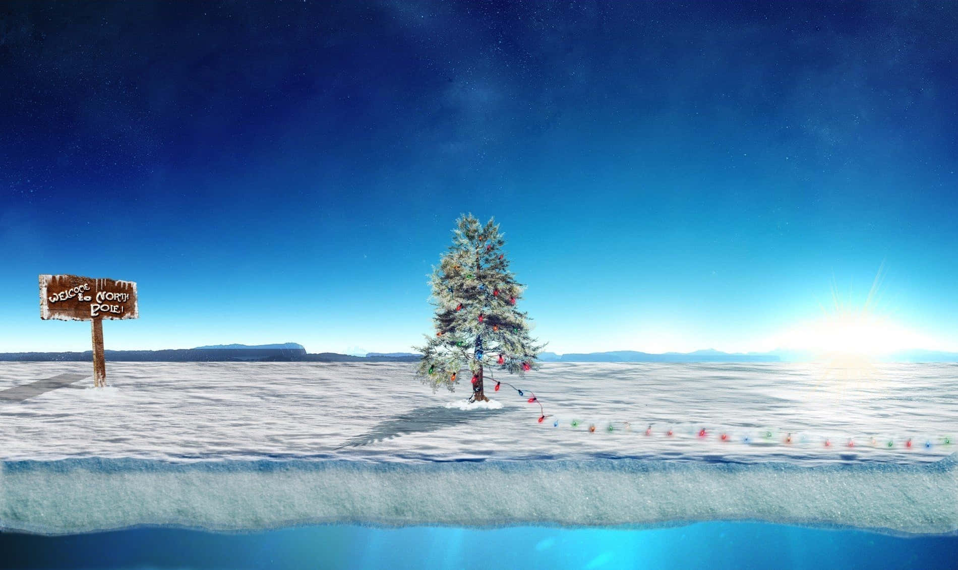 Imagende Un Árbol De Navidad Decorado En El Polo Norte.