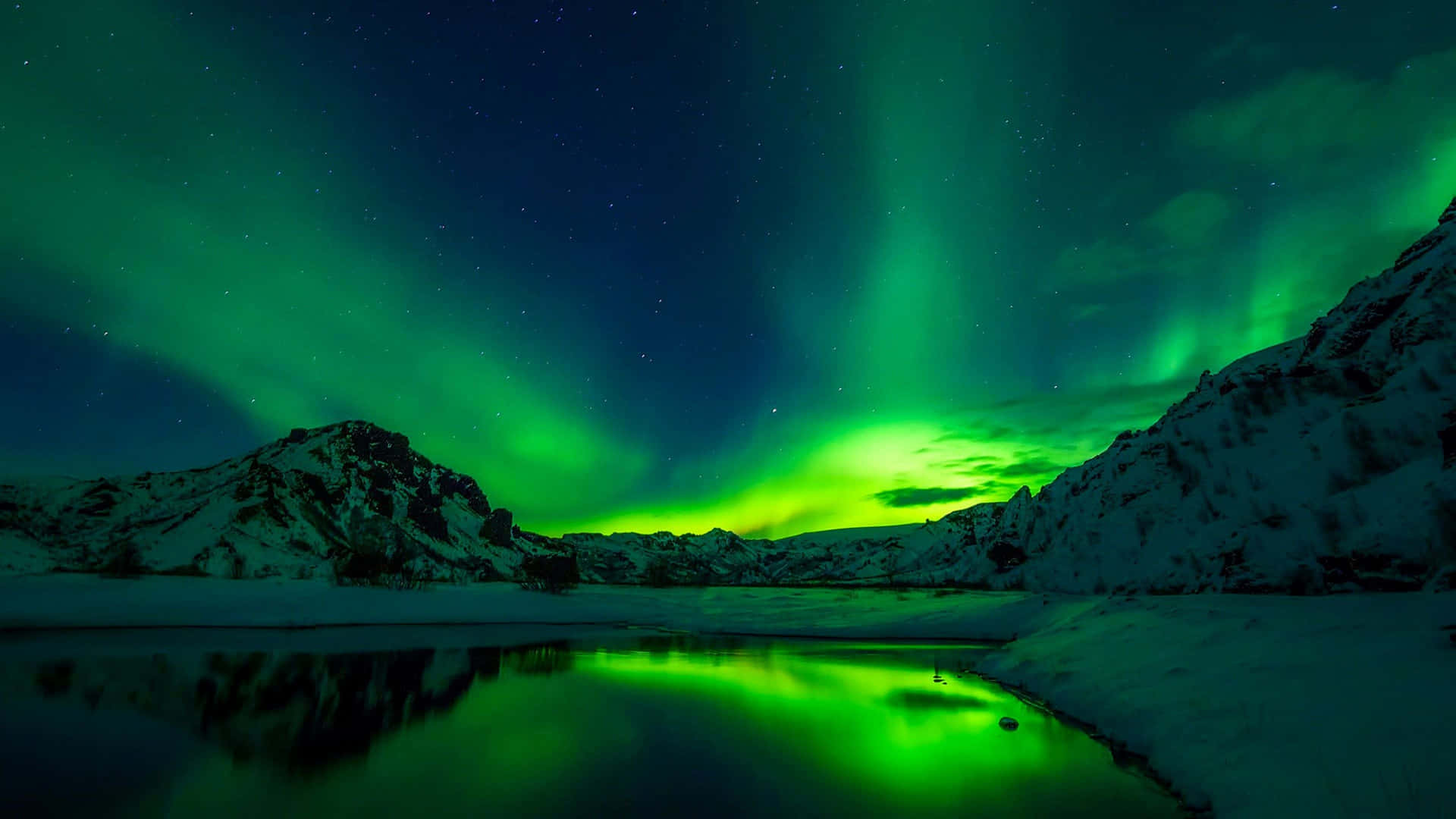 Imagende Luces Del Norte Verdes En El Polo Norte