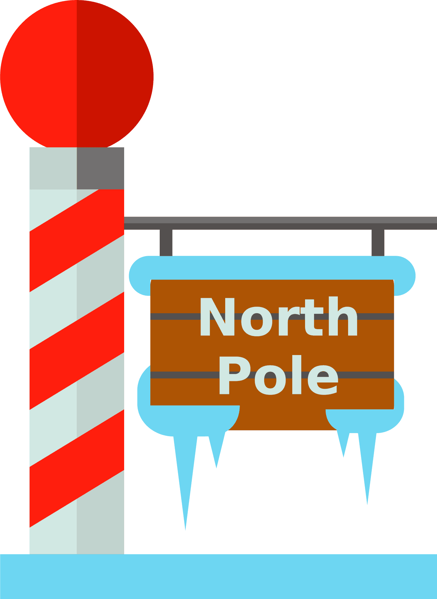 North Pole Signboard Illustration PNG