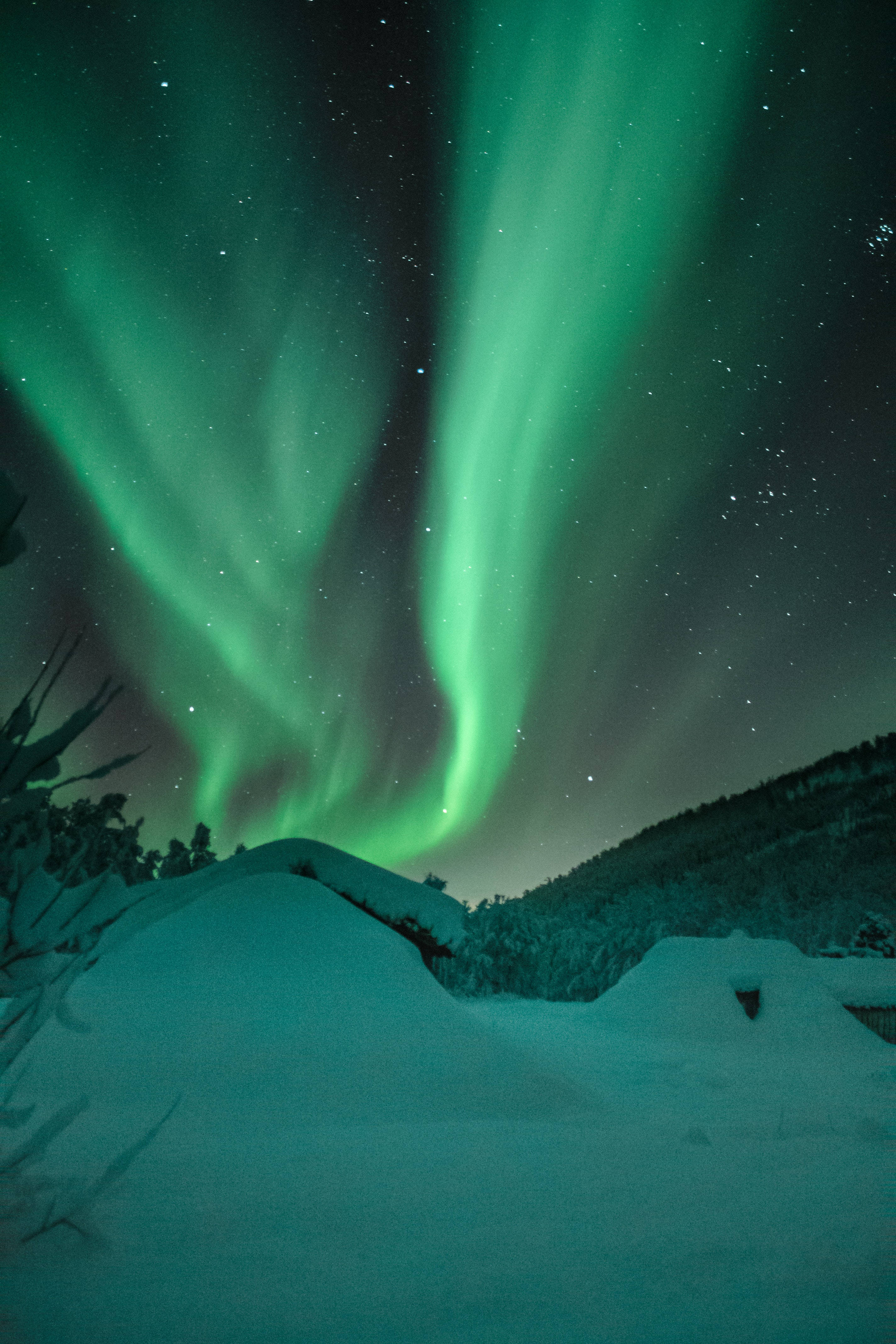Northern Lights Winter Scenery Wallpaper