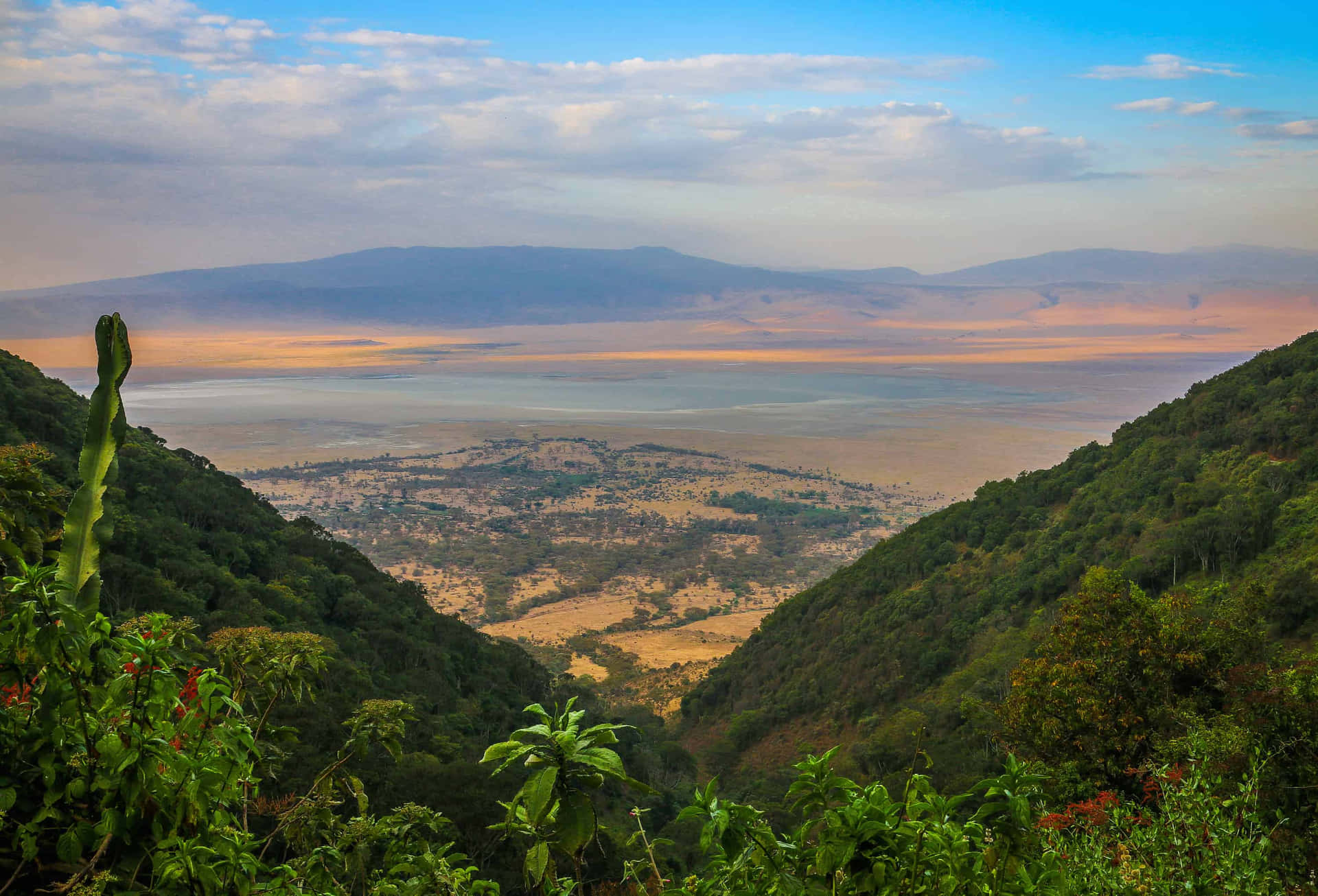 Breathtaking View of Ngorongoro Crater Lake Magadi in Northern Tanzania Wallpaper