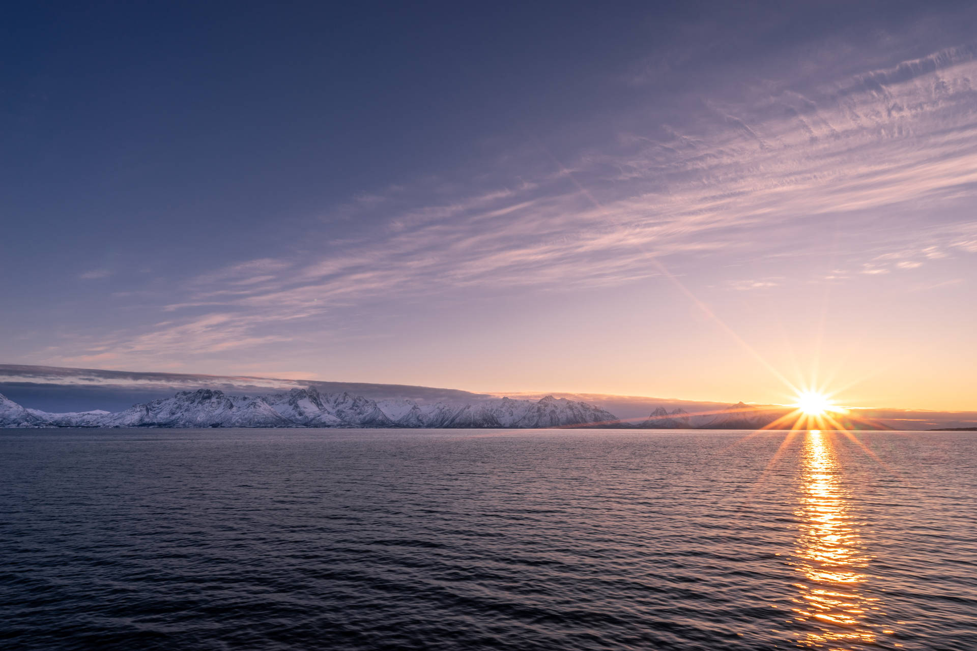 Norway Lofoten Havbugt Bølger Skrivebordsbaggrund Wallpaper