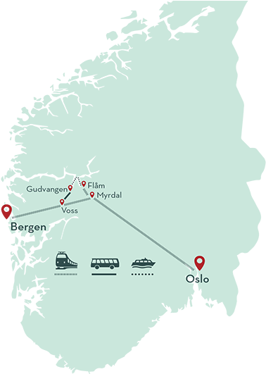 Norway Travel Route Map Bergen Oslo PNG